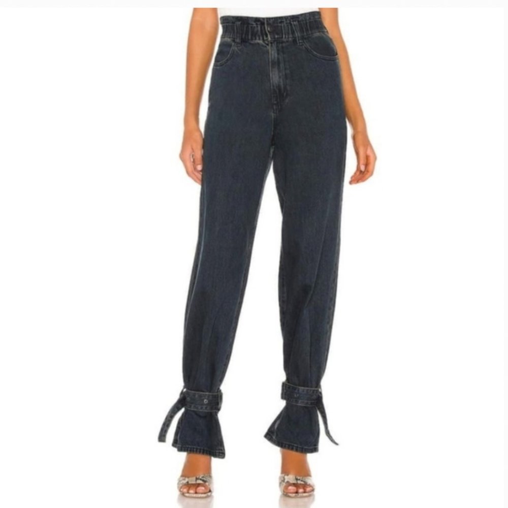 WeWoreWhat Buckle Strap Jeans | High-Rise Paperbag Jeans Pin-Buckle Hem Size 25